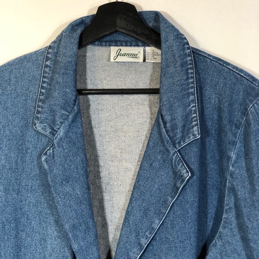 Denim Blazer Vintage Single Button Retro Western Office Blue Large Cotton - Picture 4 of 10